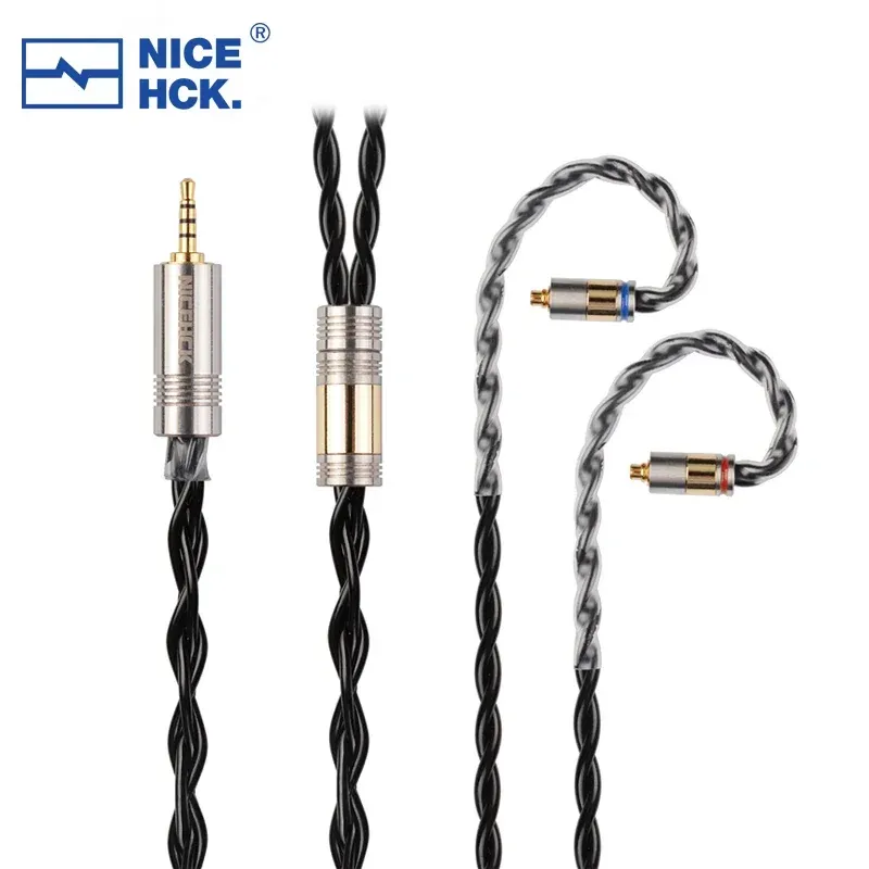 Acessórios Nicehck blackcat cabo de fone de ouvido liga de cobre de zinco óleo embebido atualização fio 4.4 mmcx 0.78mm qdc n5005 2pin para tangzu fudu iem