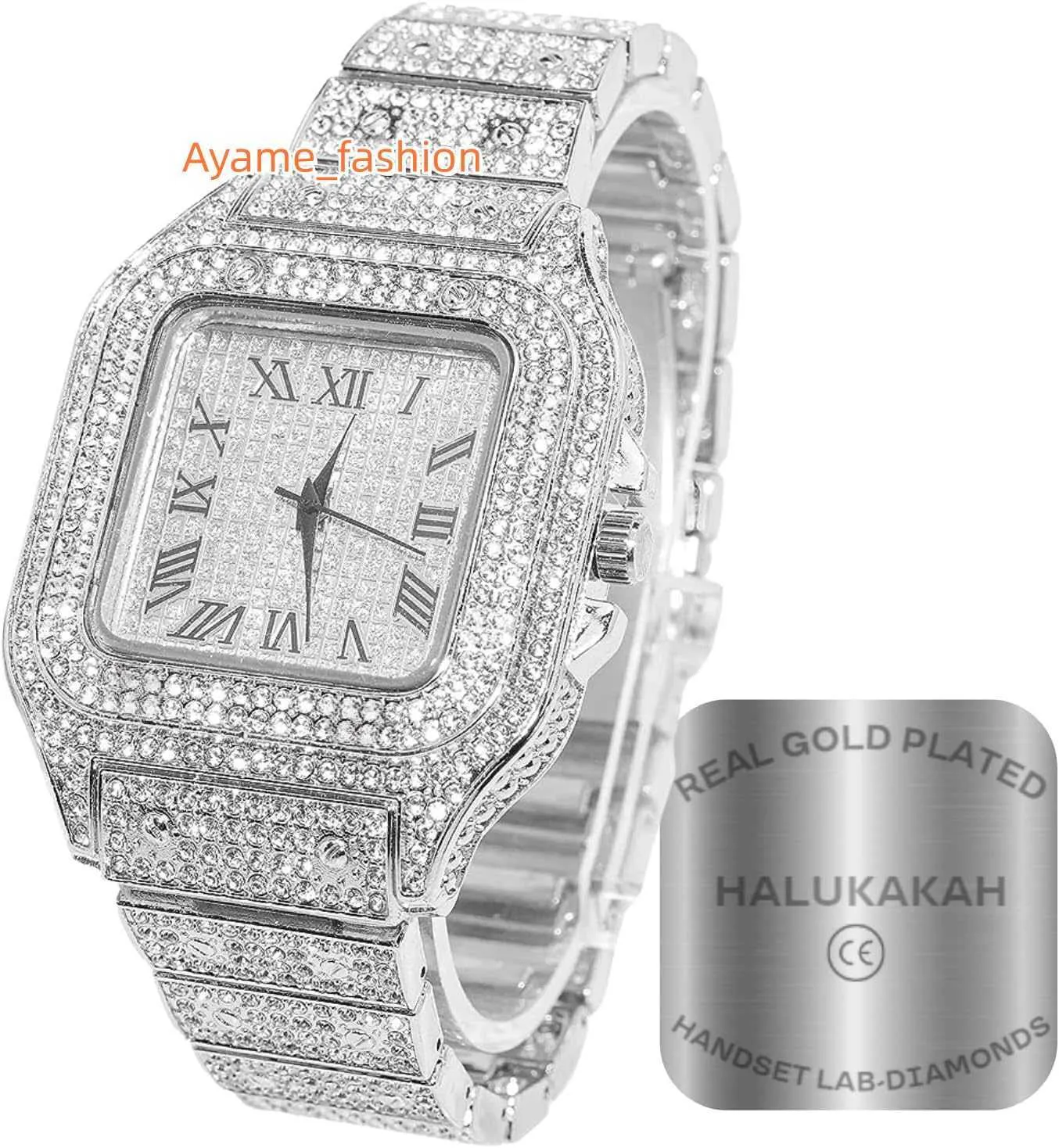 Iced Out Watch & Jewelry Set: Mens 18K Gold Plated Diamond  display picture 3