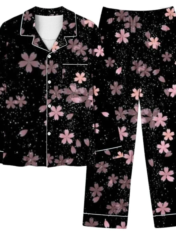 Pijamas femininos 2024 outono inverno pijama conjunto moda solta confortável manga longa lazer impressão casa duas peças