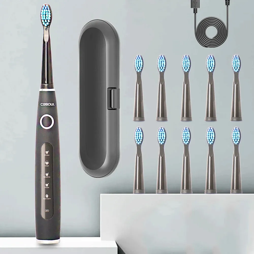 Electric Toothbrush Sonic Rechargeable Top Quality Smart Chip Toothbrush Head Replaceable Whitening Healthy Gift ! 240220