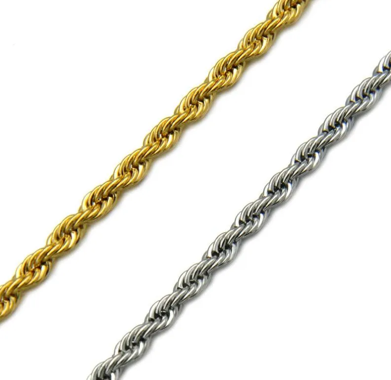 HIP Hop Gold 304L Stainless Steel Necklace Men Rope Chain ed Necklaces For Women Men Jewelry8189041