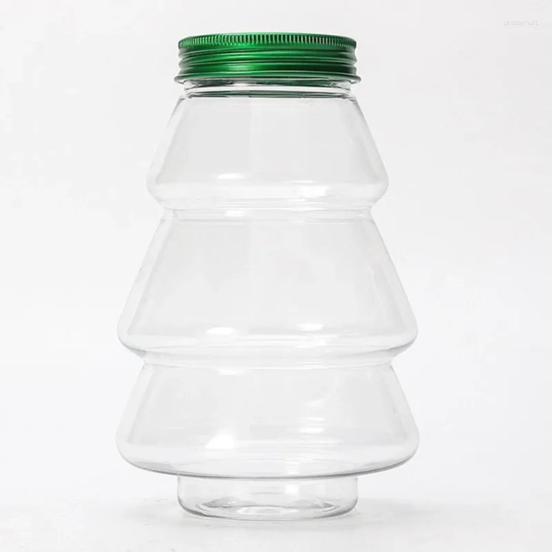 Water Bottles 1PC 200/400/500ml Christmas Tree Sweet Jar DIY Gift Candy Cookie Snack Chocolate Packing Year Container Empty Bottle Box