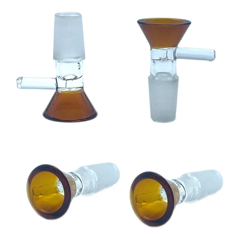 Bols en verre de haute qualité narguilés bol de filtre rond épais avec poignée 14mm 18mm mâle couleur claire pour plate-forme pétrolière eau Bong outils de fumer