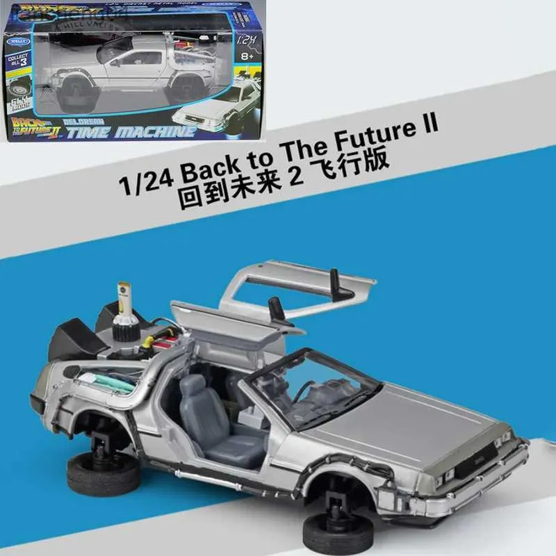 سيارات Diecast Model 1/24 Scale Metal Alloy Car Diecast Model Part 1 2 3 Time Machine DeLorean DMC-12 Toy Toy to the Future Fly Version Part 2