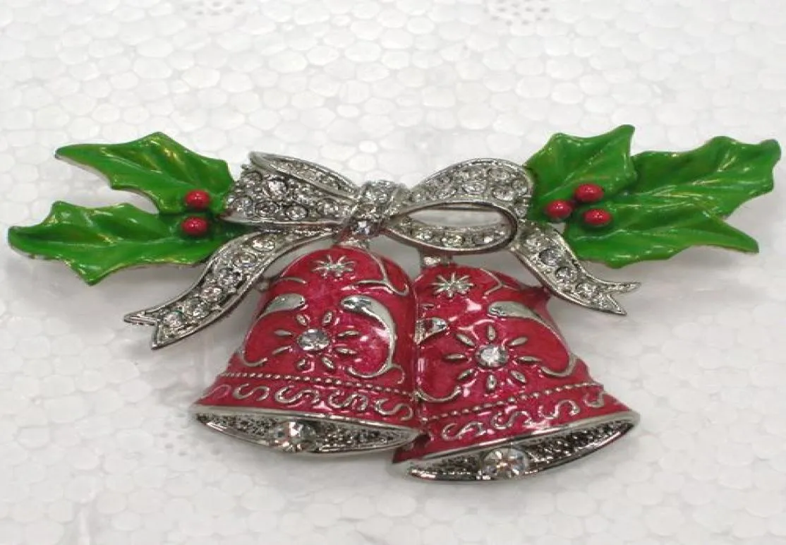 Intero CRISTALLO STRASS SMALTATO CAMPANELLE DI NATALE SPILLA SPILLA GIOIELLI REGALO C8795048645