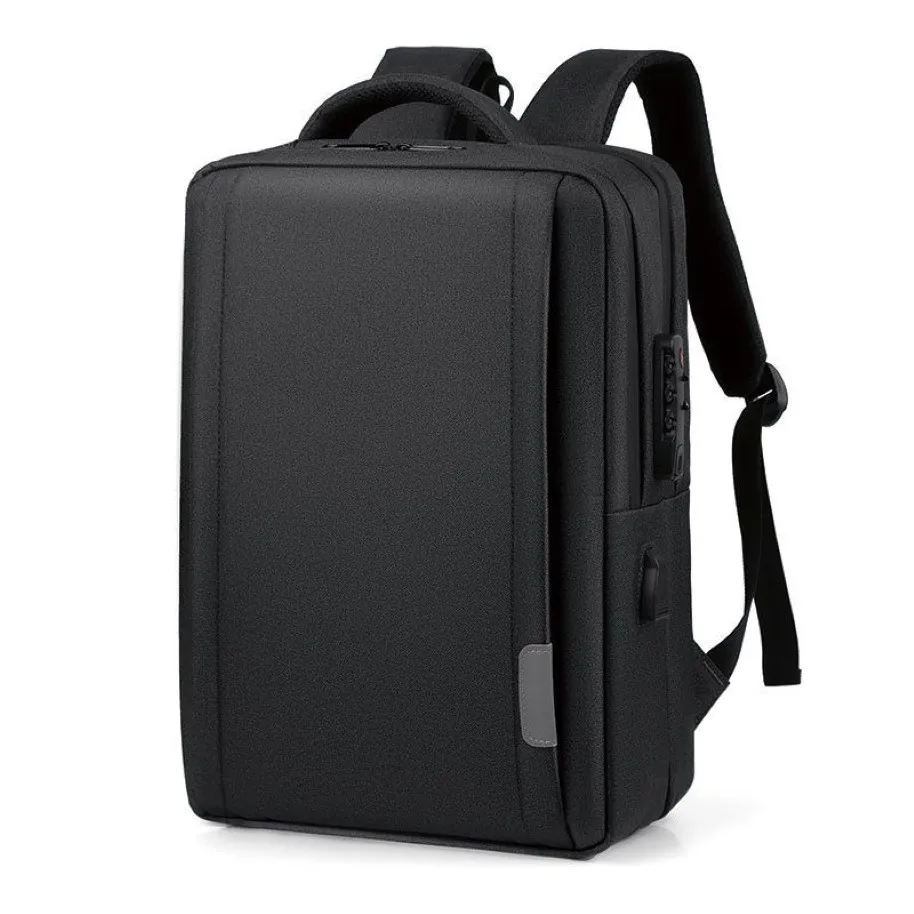 HBP Mochila para computadora portátil con carga USB de gran capacidad Paquete de contraseña de seguridad empresarial Mochila escolar antirrobo para hombre joven Comp233n