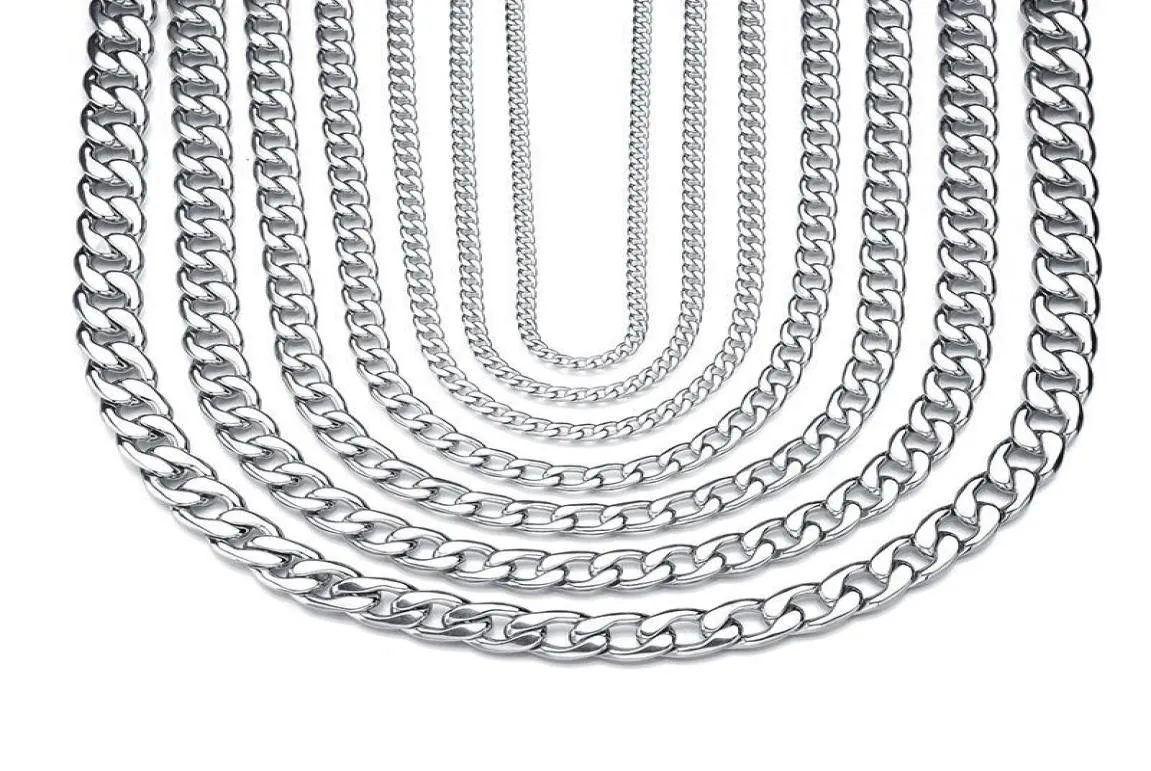 TN0022 55cm 316L Titanium steel Classical Style Chain Necklaces For Men Women Fashion Jewelry White Gold Color Different Size7268572