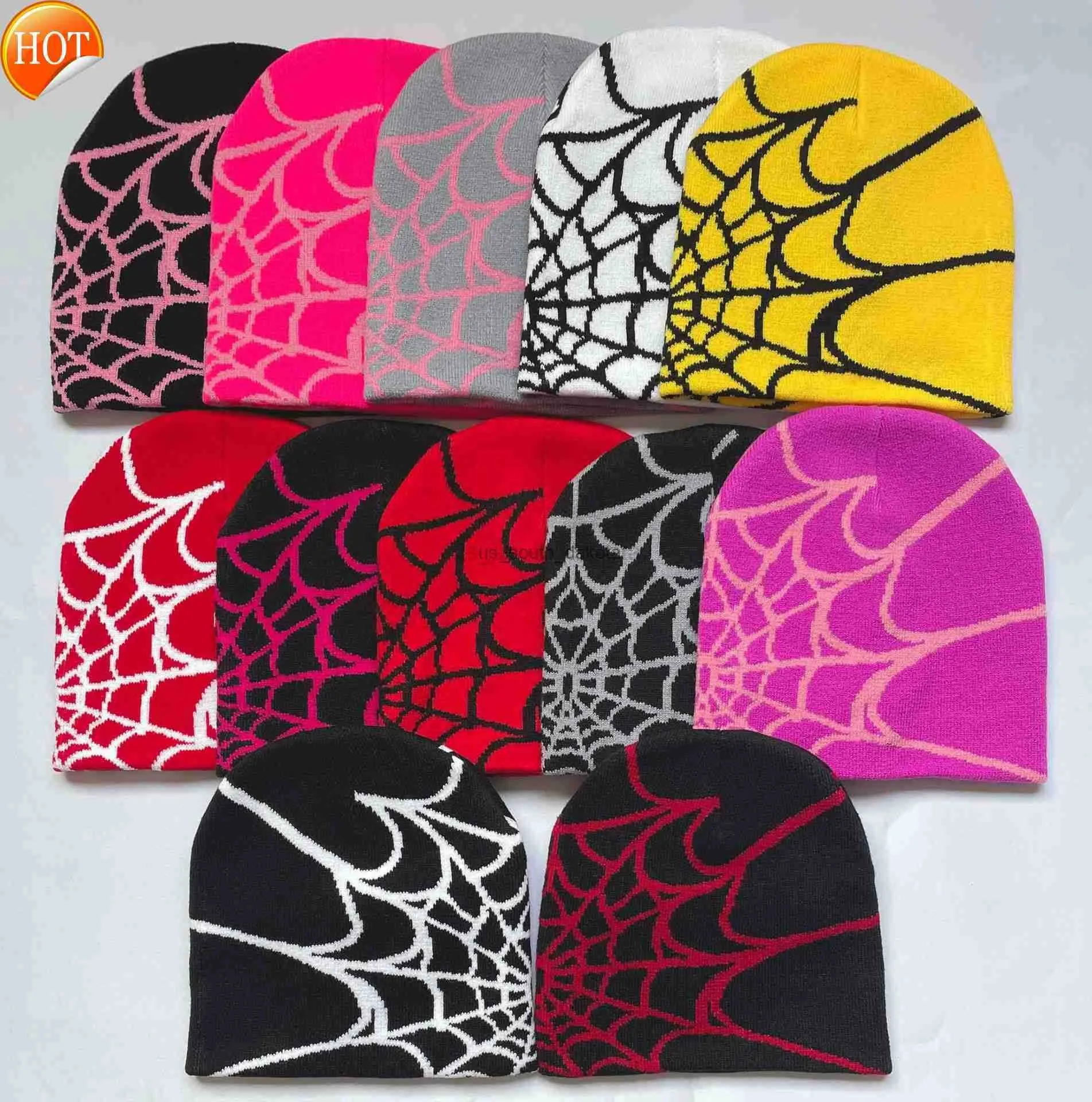 Bead Caps Beanie/skull Knitted Hats Mens and Womens Jacquard Outdoor Riding in Autumn Winter Spider Web Warm for Adults L0825