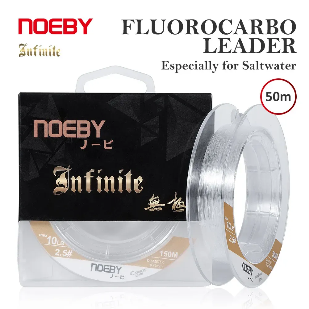 NOEBY Carbon Leader 50m Monofilament Saltwater Fishing Line 65/100