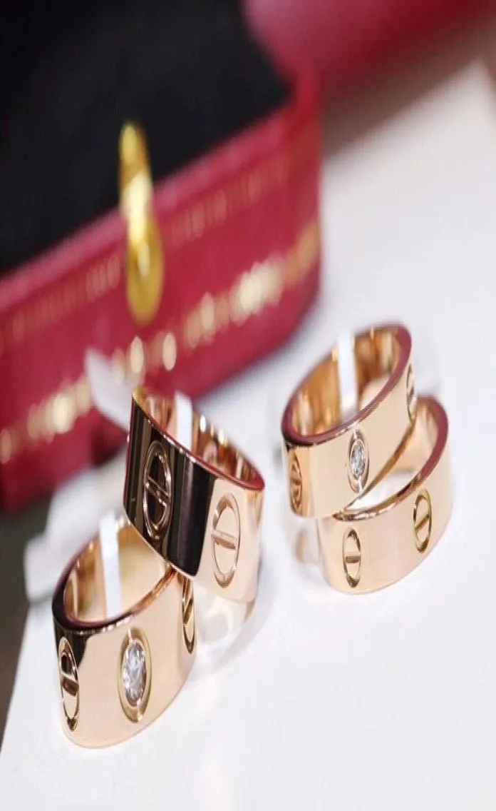 Série de amor anel de estudante titânio aço homens e mulheres anel 18k rosa ouro casal anel moda simples famosa marca designer jóias 2010000