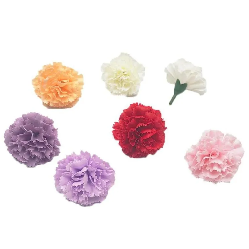 Dekoratif Çiçek Çelenkleri Dekoratif Çiçek Çelenkleri 50pcs 4cm Mini Karanfil Ana Öğretmenler Günü Şükran Günü Hediyesi Buket Packgi DHTWH