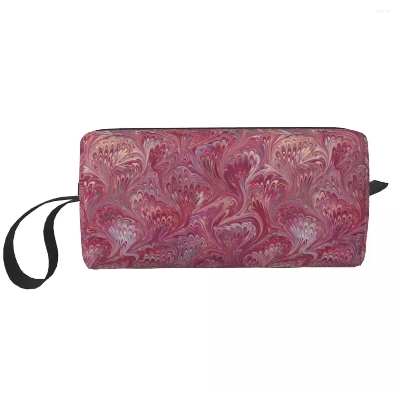 Sacs à cosmétiques Marbre Rose Corail Motif Sac De Maquillage Pochette Pour Hommes Femmes Marbrure Trousse De Toilette Dopp