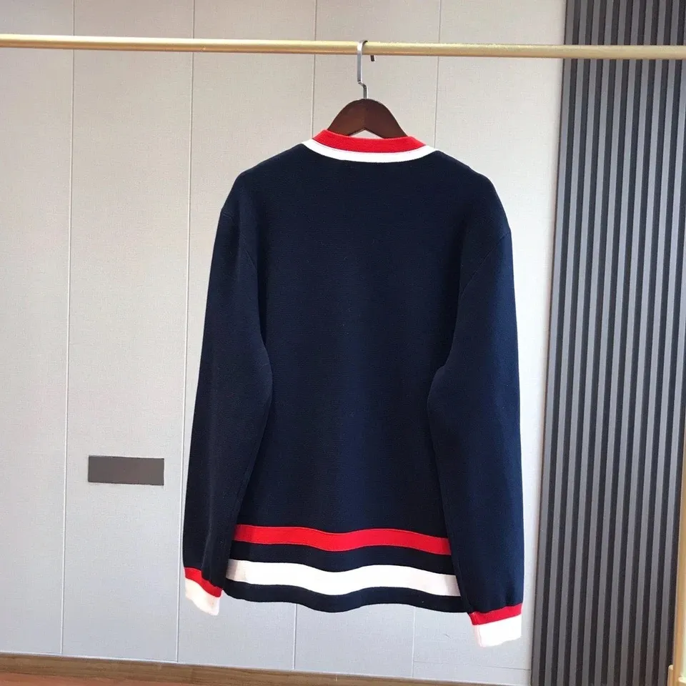 g10g 니트 가디건 빨간색과 흰색 대비 커플 디자이너 클래식 여성 스웨터 여성 의류 옷