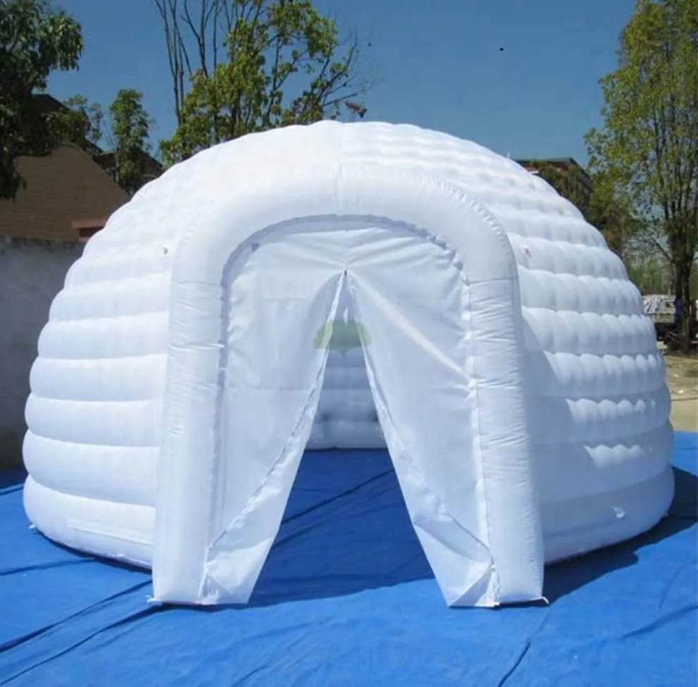 Customized air igloo DJ maruqee inflatable dome tent party center Black/white trade show booth with blower zipper door curtain for