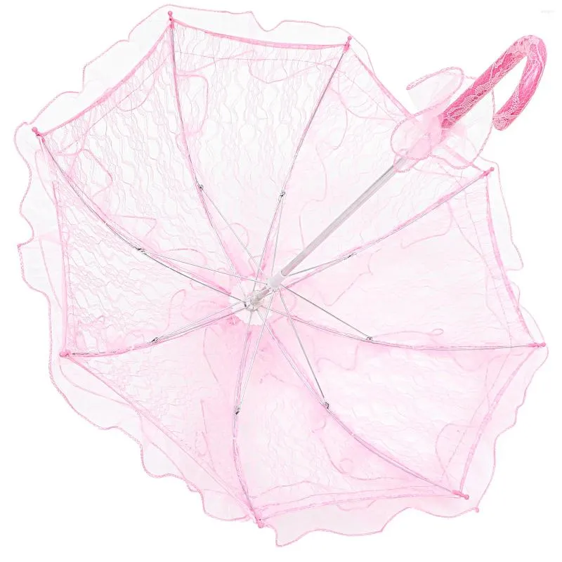 Paraplyer Stylish Western Style Paraply Lace Fleur Parasol Decoration Wedding Bride - Storlek liten (rosa)