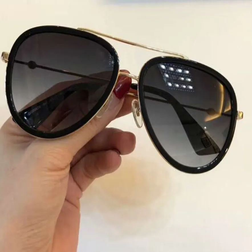 Gold Black Pilot Sunglasses Grey Shaded Lenses 0062 Sonnenbrille occhiali da sole men Sunglasses glasses with box268f
