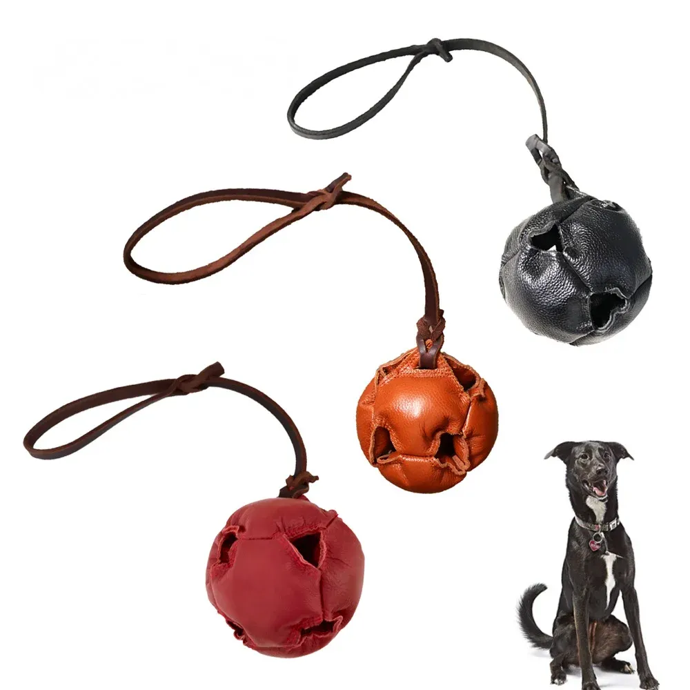 Equipamento de brinquedo para cães de estimação, bola de treinamento para cães, bola de couro de vaca, durável, travesseiro de mordida, pastor alemão malinois