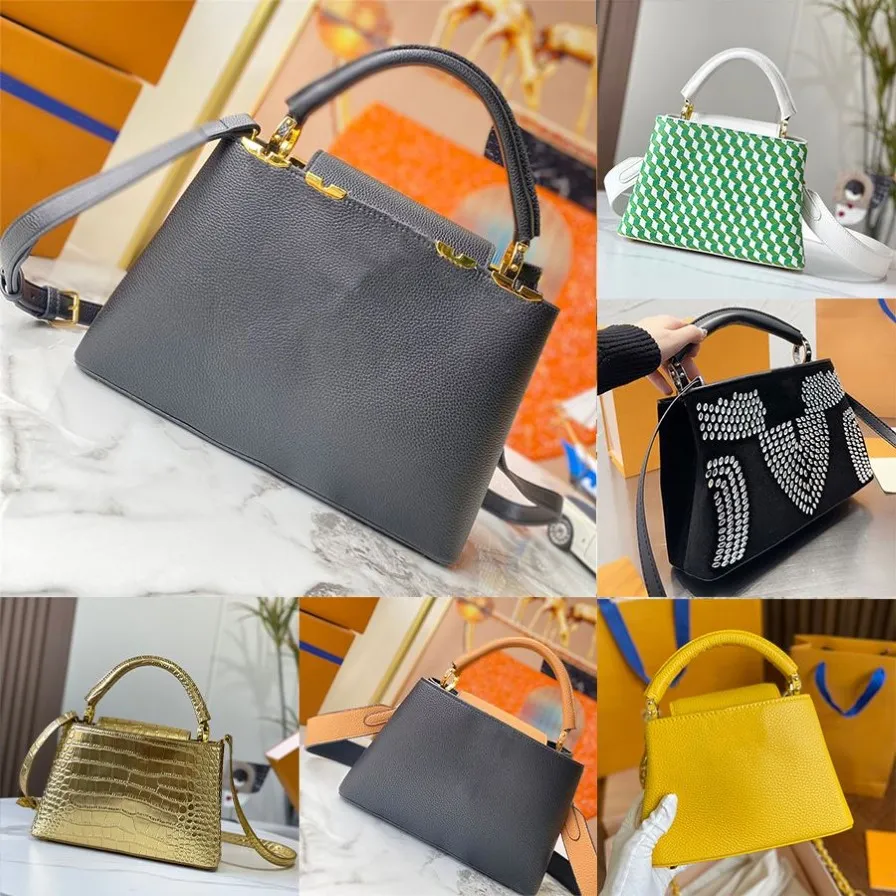 Capucines Hand Bag BB MM Designer Women Smooth Leather Crossbody Gold Color Hardware 1854 Tote Removable Strap Handbags Shoudler B310D