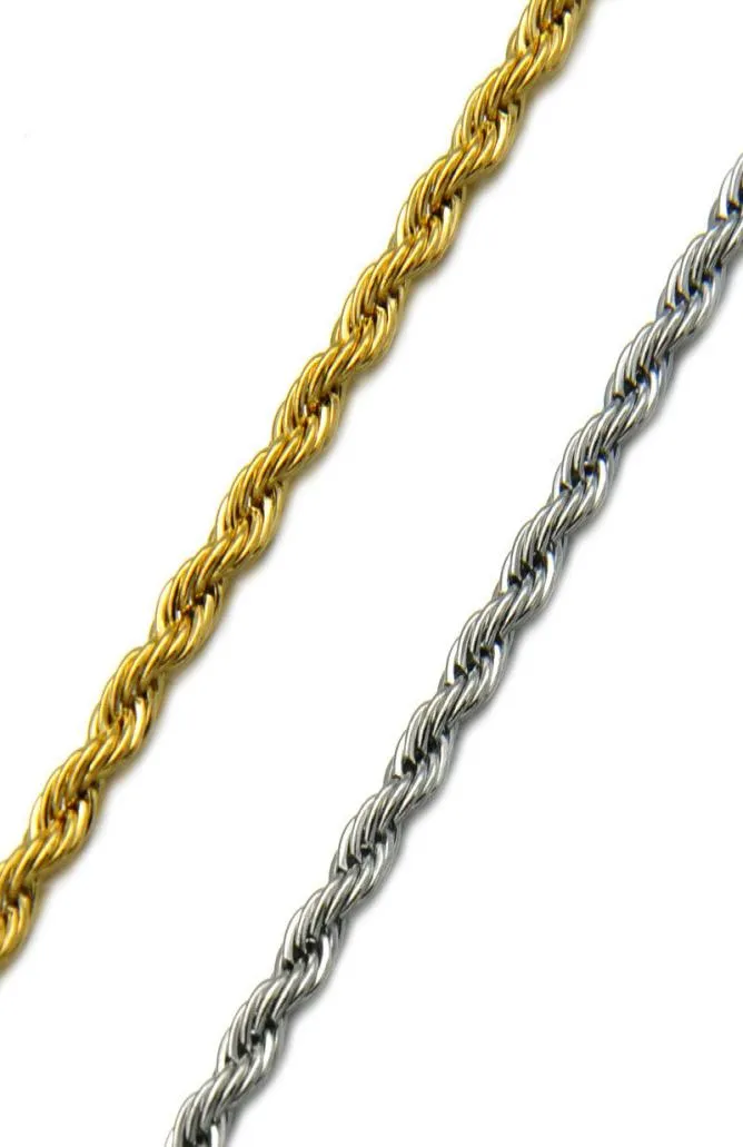 Hip Hop Gold 304L rostfritt stål halsband män repkedja ed halsband för kvinnor män smycken7229943