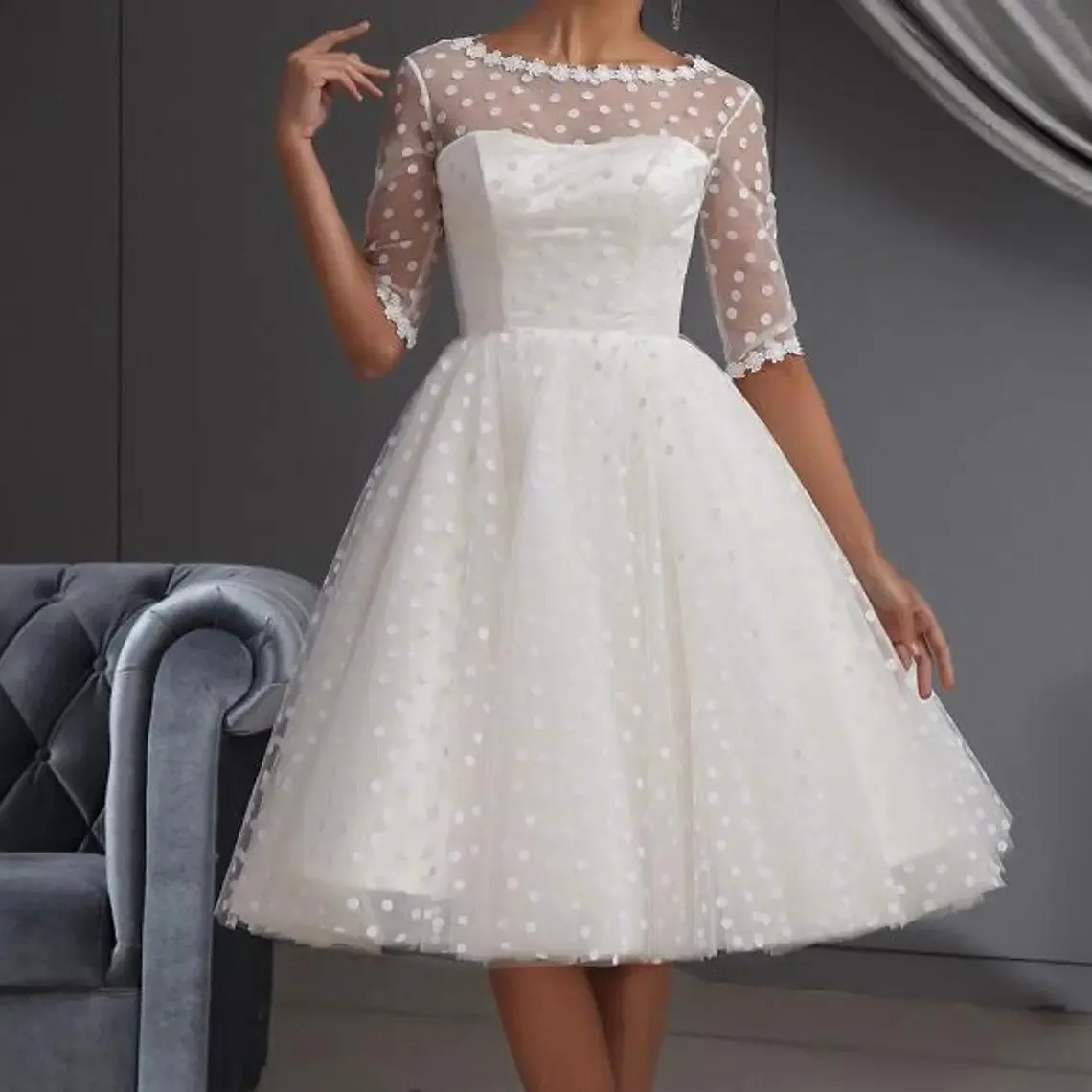 Vintage White Knee Length A Line Wedding Dress, Jewel... From  Donnaweddingdress17, $77.74 | DHgate.Com
