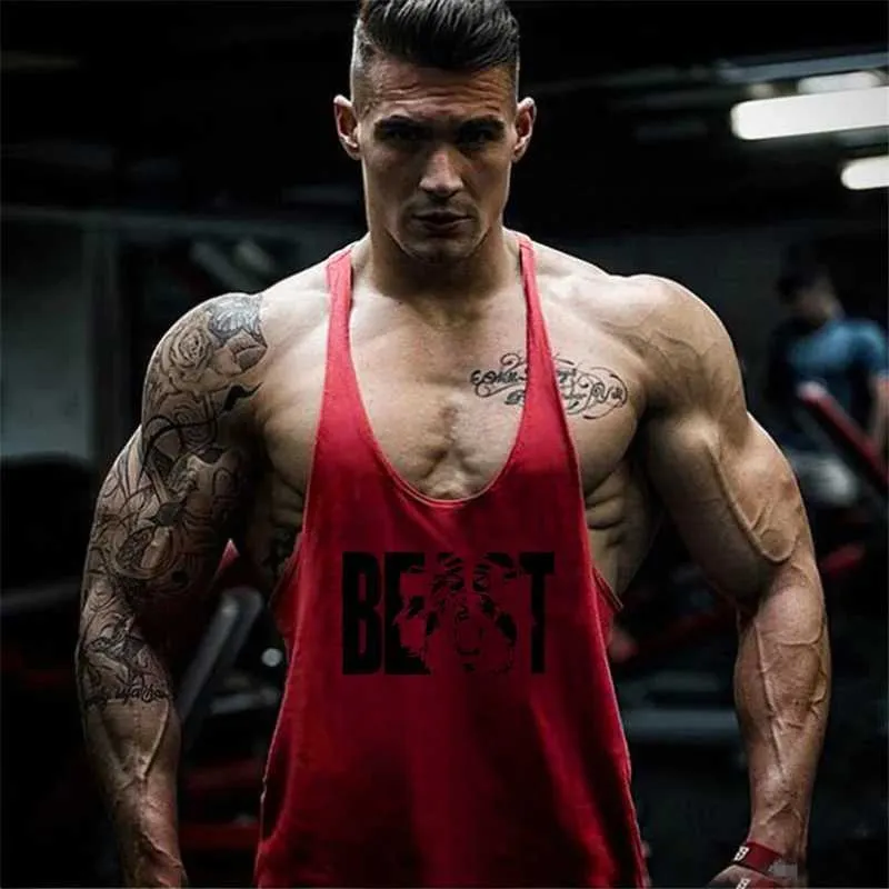 Men's Tank Tops 2022 Cotton Gyms Tank Tops Men Sleeveless Tanktops For Boys Bodybuilding Clothing Undershirt Fitness Stringer VestL2402