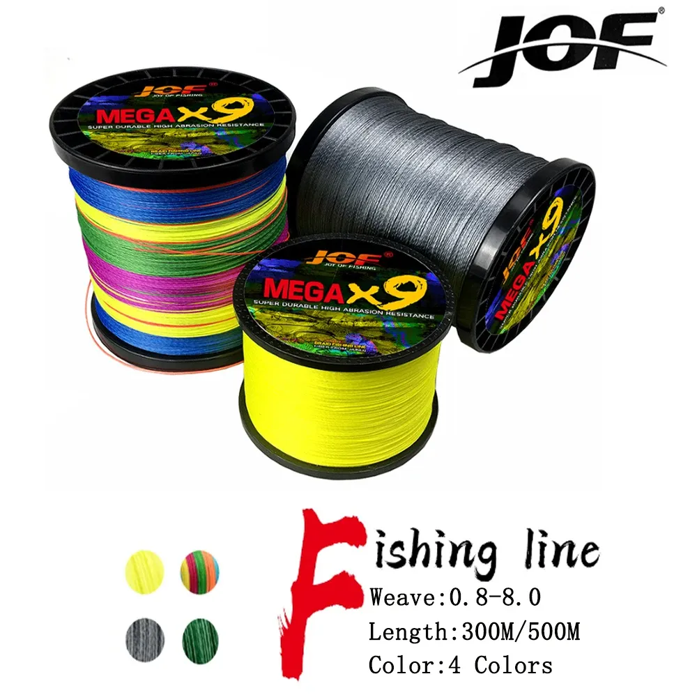 Lignes JOF 300 M/500 M PE ligne de pêche tressée Super forte 20LB100LB ligne de pêche en mer Multifilament ligne de carpe ligne de truite