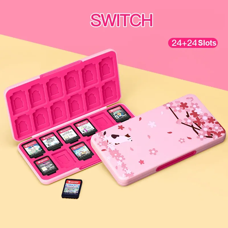 Kılıflar Nintend Switch Aksesuar 24 İç 1 Manyetik Oyun Bellek Kartları Nintendo Switch OLED Kartuş Saklama Kutusu için Mikro SD Kılıf Tutucu