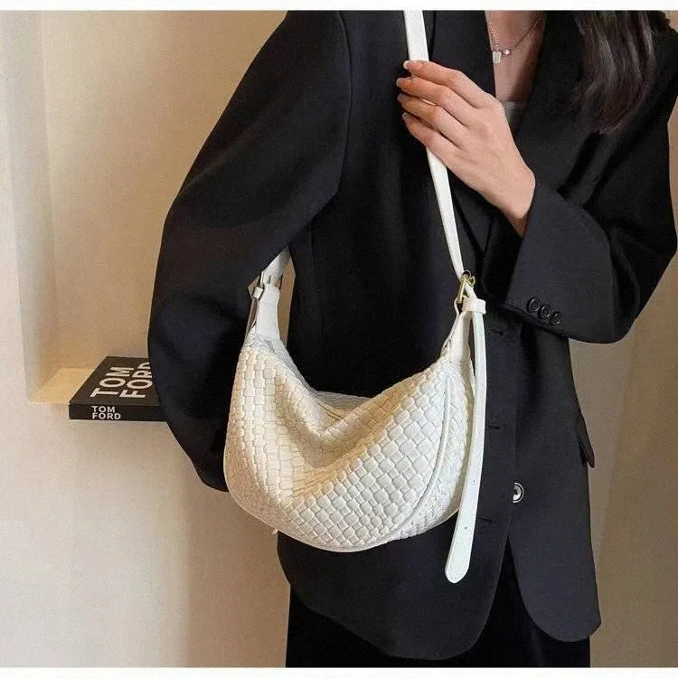 Designer Shoudler Sac Femmes Fermeture À Glissière Weave Aisselles Bandoulière Sac À Main Sacs À Main Fourre-Tout S7HD #