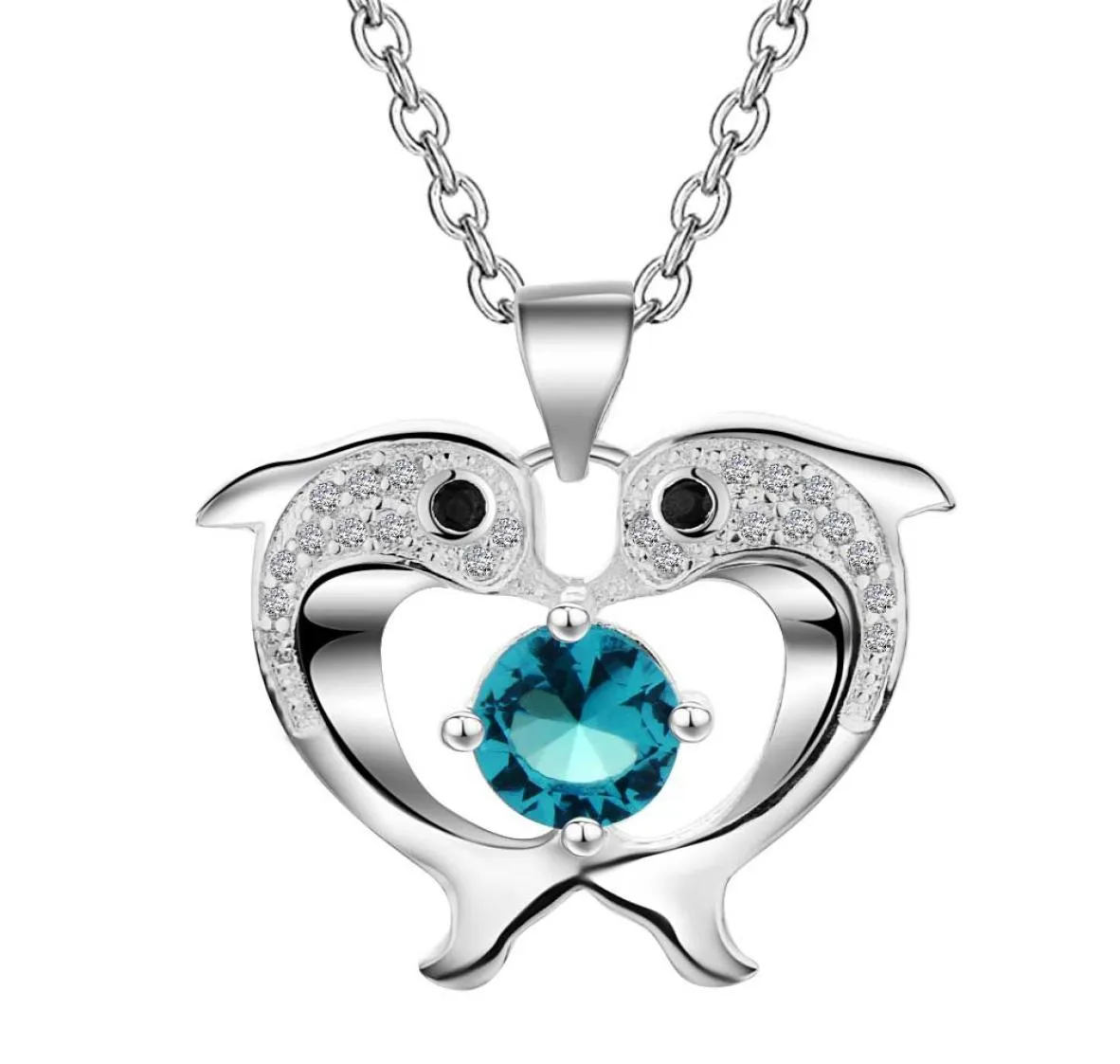 Collier pendentif dauphin plaqué argent sterling 925 avec zircon, bijoux de fête à la mode pour femmes, cadeaux de noël 9911131