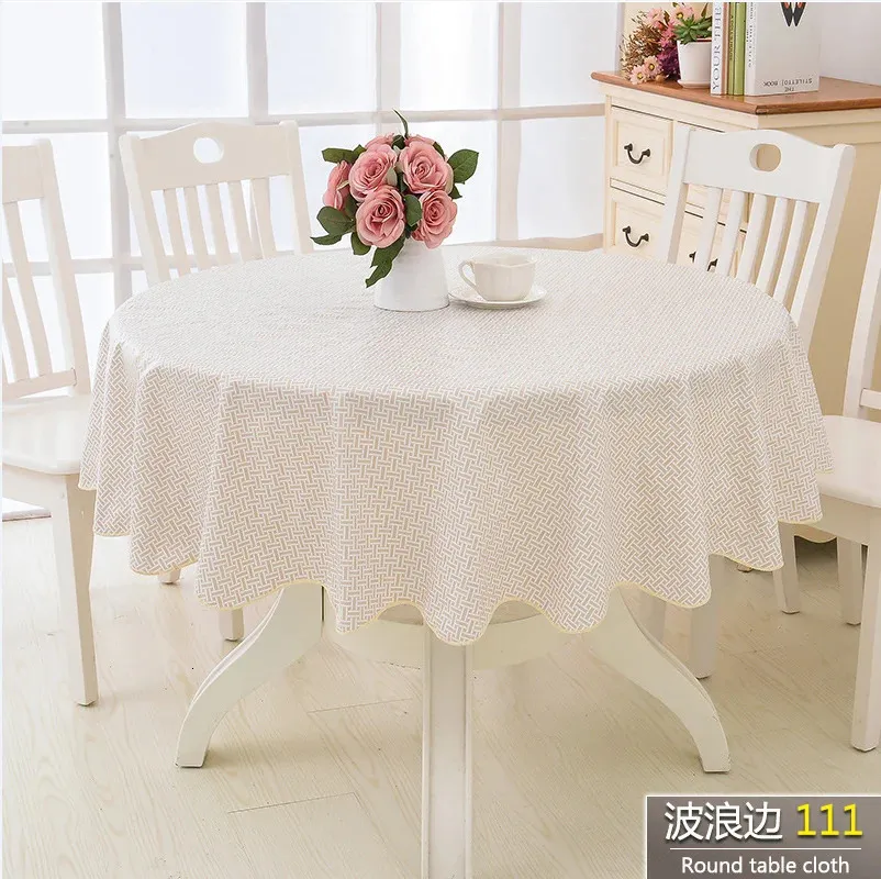 PVC el round table cloth plastic round table cloth waterproof oil proof wash free and scald proof round table tableware 240220