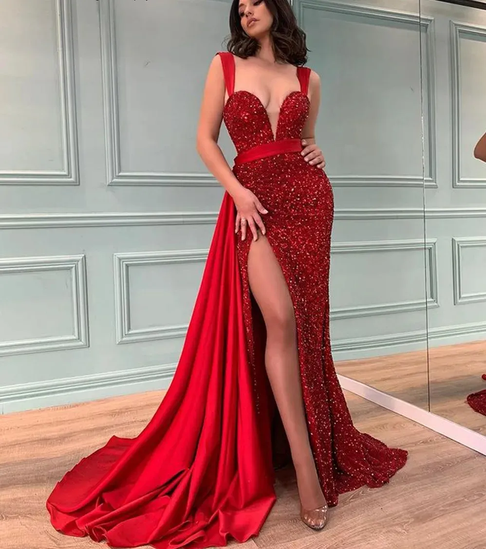 Sequin High Slit Dress Sexy Dubai Prom Gown For Women 2024 From