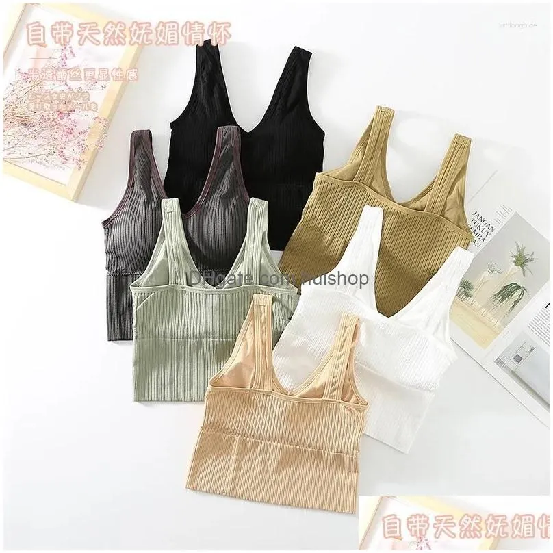 camisoles tanks sexy womens crop tube top seamless sports tank with wireless underwear padded bra bralette vest for v-neck camisole