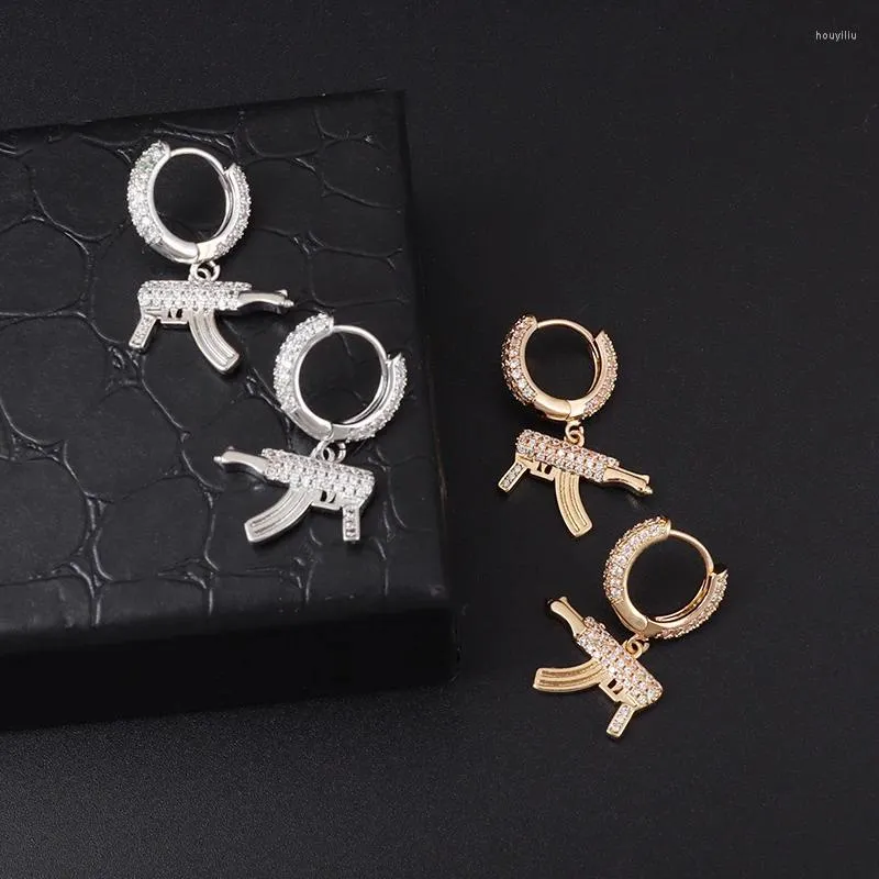 Dangle Earrings Sparkling Out Zircon Gun For Men Women Hip Hop Rock Party Jewelry