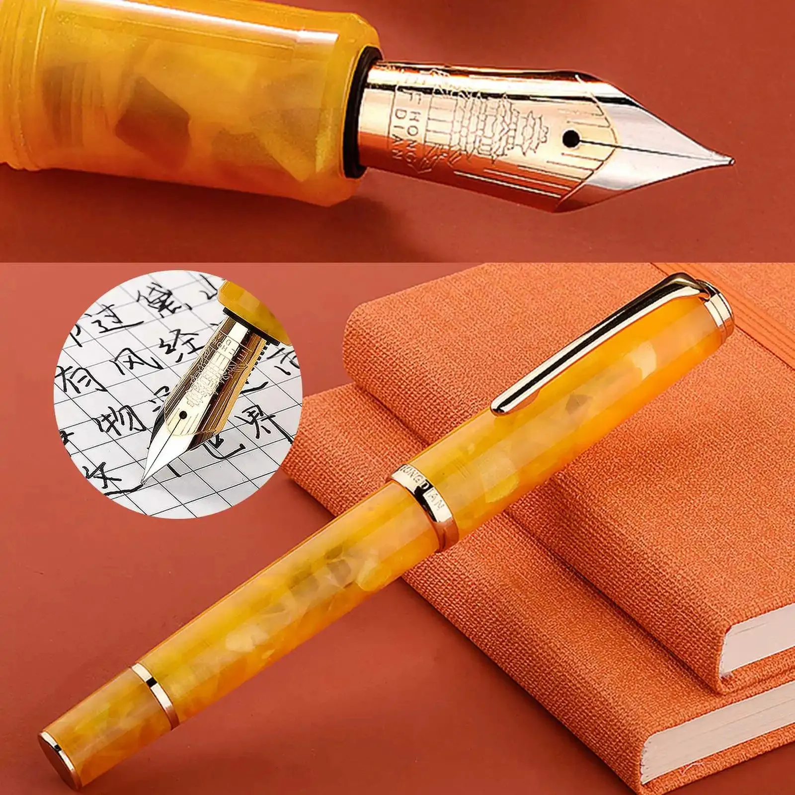 Hongdian N1s Fountain Pen Kolv Akrylharts Calligraphy Utsökt Student Business Office Present Retro Pens 05mm EF NIB 240219