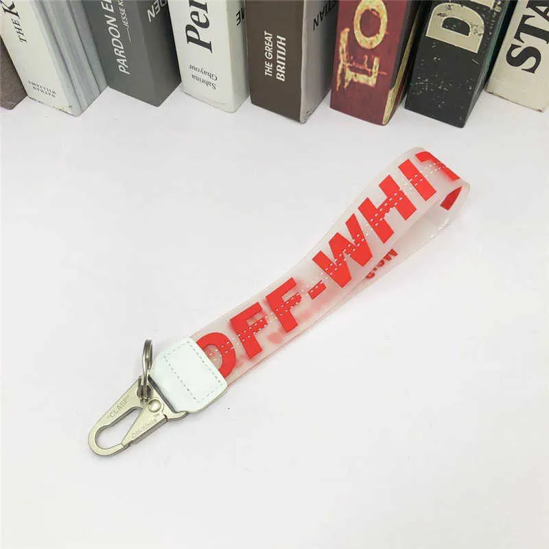 Off White Black Plastic Keychain with White Amethyst Stone and Platinum ...