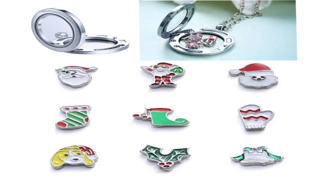 Natal diy medalhão de vidro pingente jóias acessórios memória medalhão pulseira flutuante encantos 9 estilos medalhão jóias 5446895