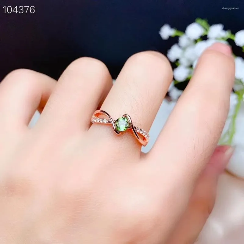 Cluster Rings CoLife Jewelry Fashion Tourmaline Ring 4mm Natural Green Pink Silver 925