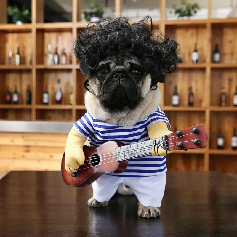 Dog Apparel Funny Puppy Costume Pet Clothes Playing Guitar Fancy Cosplay Party Christmas Gift Size M