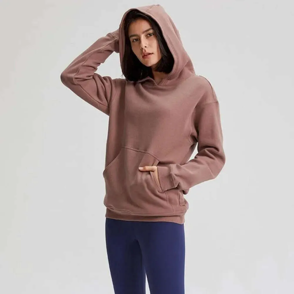 2024 Sport Fiess Felpe con cappuccio lululemenI Donna Autunno Outfit Winter Fleece Felpa con cappuccio Solid Gym Outwear Warm Sweat Femme Yoga Jacket Coat 888qq