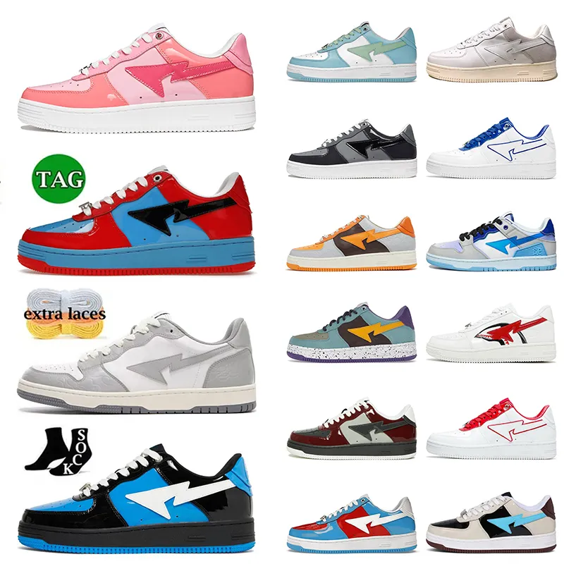 Designer Casual Shoes Shark Star SK8 Låg patentläder svart vit blå raket RACCON orange kamouflage skateboarding jogging män kvinnor sport sneakers tränare tränare