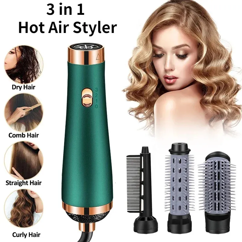 3 in 1 Air Brush Ionic Haartrockner Bürsten Volumizer 3 Köpfe Haarglätter Heizkamm Lockenwickler Haartrockner Haarstyler Werkzeug 240222