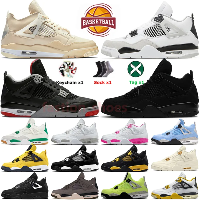 nike air jordan 4 4s retro off white jrodans4 travis scott j4 Basketball Jumpman Shoes Top Quality 【code ：L】 Thunder Olive Sail Frozen Moments Kaws Grey Mens Women Sneakers