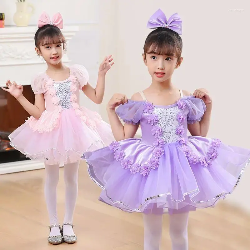 Stage Wear Dance Skirts For Women Ballet Costume Girls 2024 Tutu Purple Pink Line Clothing Core