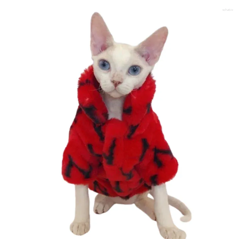 Trajes de gato outono inverno pele grossa jaqueta quente polar velo kitty roupas para esfinges esfinge devon rex traje sem pêlos