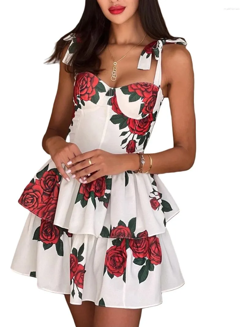 Casual Dresses Women S Y2K Summer Off Shoulder Ruffle Dress Short Sleeve Tie Waist Floral Lace A-Line Mini Sundress