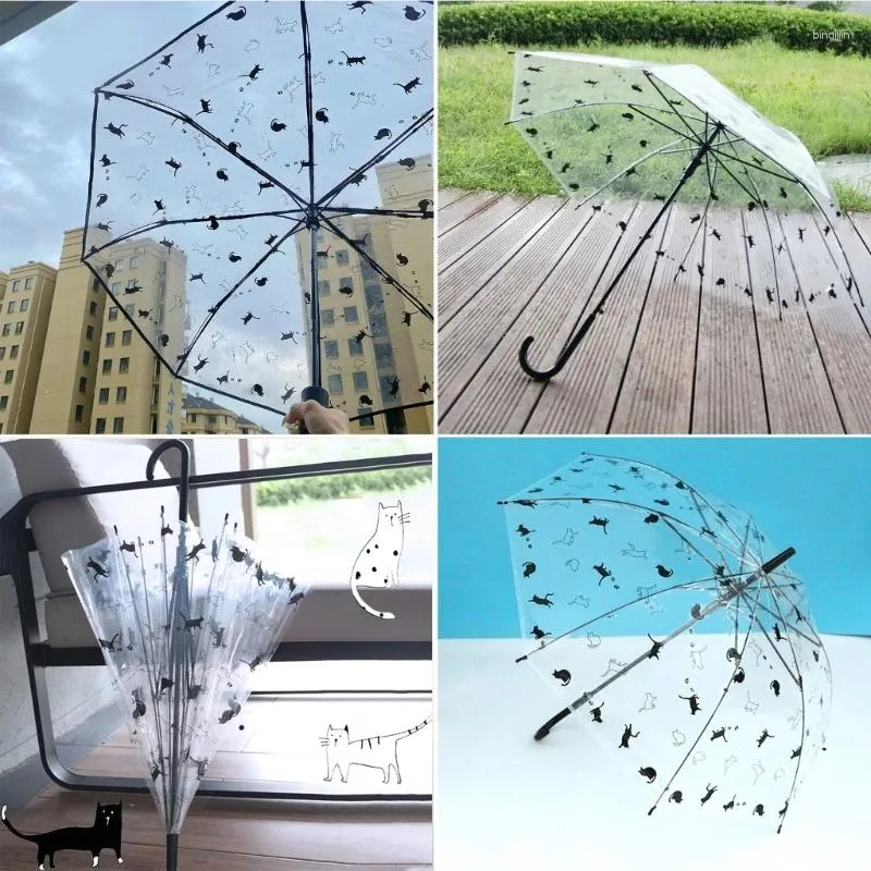 Компактный прозрачный ветрозащитный зонт с узором, прозрачный складной зонт от дождя для женщин и девочек, женский складной зонтик