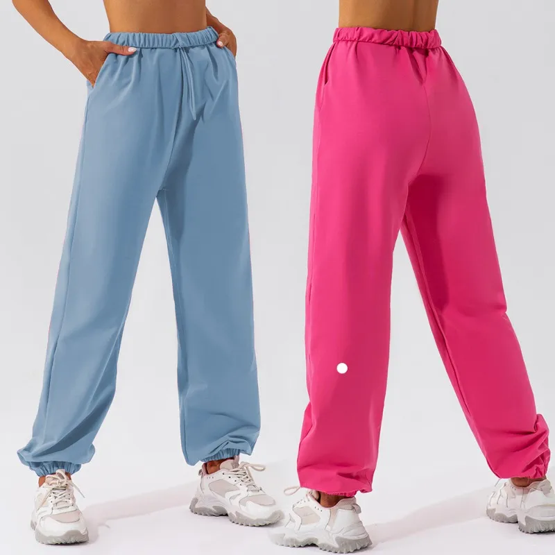 Pantaloni sportivi AL Yoga Tessuto sottile Pantaloni sportivi a vita larga Pantaloni da donna Street Dance Casual Coulisse Lunghezza intera Pantaloni lanterna da palestra oversize Pantaloni da jogging multicolori