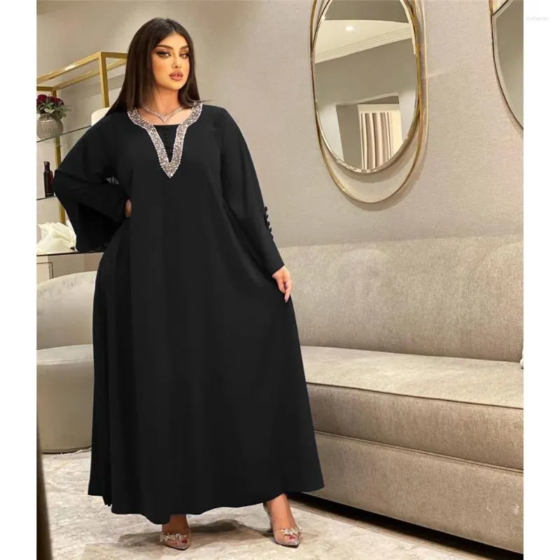 Ethnic Clothing Dubai Kaftan Moroccan Abayas Muslim Women Islamic Turkish Long Dress Luxury Rhinestone Party Evening Gown Jalabiya