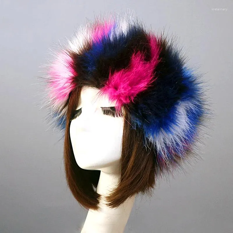 Berets Winter Warm Faux Fur Headband For Women Outdoor Bomber Caps Soft Fleece Fluffy Thermal Russian Ski Hat