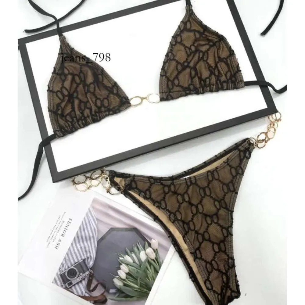 Stroje kąpielowe gu nowe letnie damskie ggli gclies moda g alfabet haft designer plażowy High-end Lace Bikini Bikini 41 s